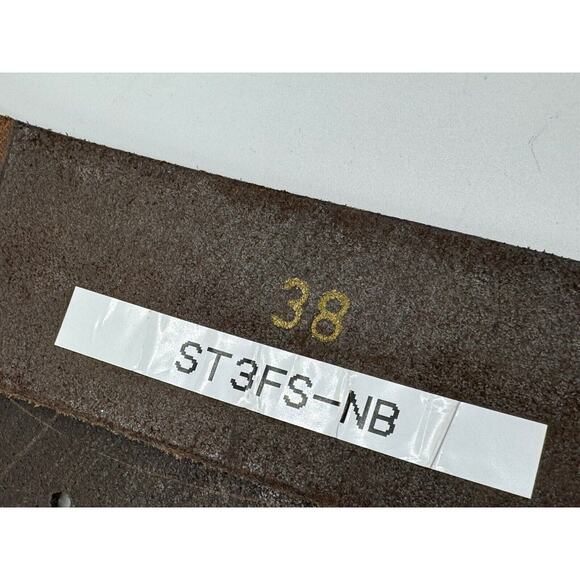 Allison Daniel Designs Brown Tooled Leather Belt Navy Gold Lobster Buckle Sz 38 - Picture 7 of 8